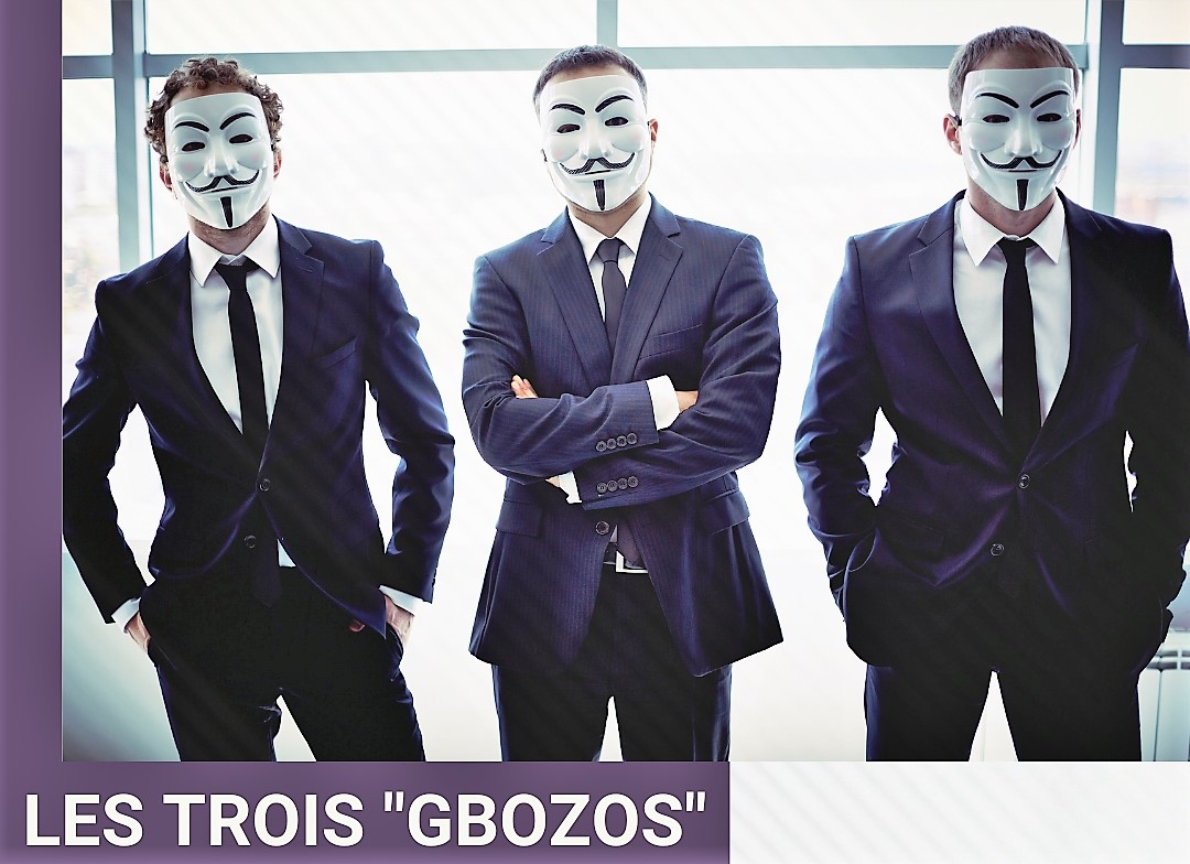 Trois jeunes hommes masqués, les Gbozos.